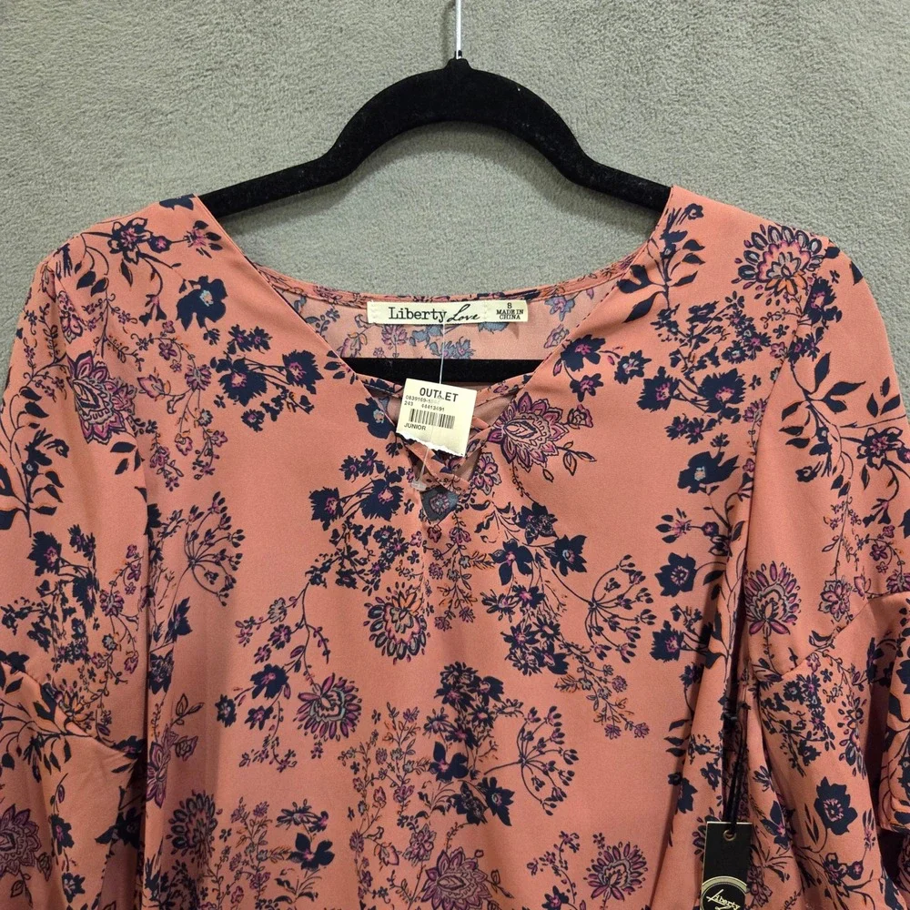 Liberty Love Floral Blouse Women's Size Small Boho Bell‎ Sleeve Ruffle Cottage